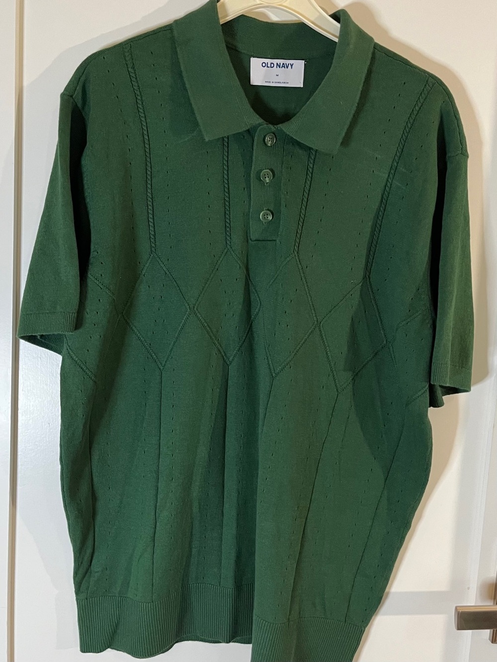 Old Navy Men's Green Cotton Polo Shirt. Size Medium,